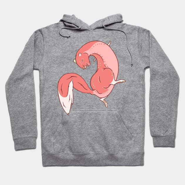 Whimsical Strawberry Weasel Illustration Hoodie by New World Aster 